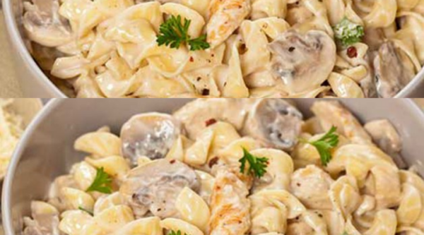 Creamy Pasta con pollo y setas