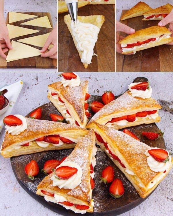 Triángulos de pasta de fresa