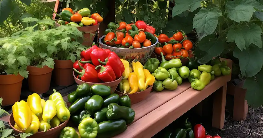 pimientos en el jardin
