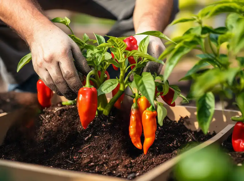 plantar pimientos en el jardín